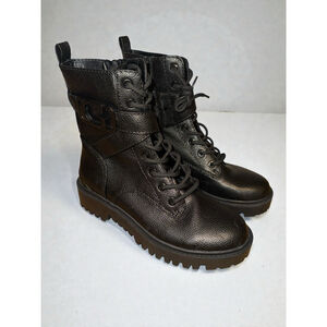 GUESS Orana Boots Black Combat Moto Vegan Faux Leather Women's‎ Size 6.5